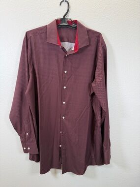 Murano Burgundy Dress Shirt with Red Collar Accents